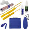 flöten reinigungsset,Flute Cleaning Care kit,Reinigungsset,Pflegeset,Schlüsselöl,Korkfett,Tupfer,Reinigungstuch,Reinigungsbürste,Reinigungsstab(Stoff in zufälliger Farbe)