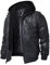 FLAVOR Giacca di Pelle Vera Uomo Moto Cappuccio Staccabile (Nero, XL)