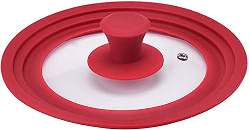 Couvercles de rechange universels en verre de silicone pour casseroles, poêles, ustensiles de cuisine (rouge, 22 cm)