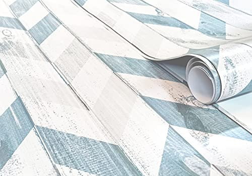 GOYAPRINT Vinilo Decorativo Madera Espiga 62x250 cm Pared y Muebles Papel Autoadhesivo Impermeable Textura Imitación (250x62 cm, Espiga Azul)