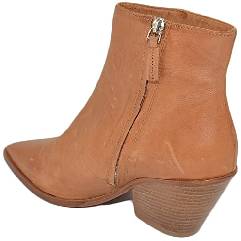 Malu Shoes Tronchetti Texani Donna Stivaletti camperos in Vera Pelle di Nappa Cuoio a Punta con Tacco Cono Basso Made in Italy (39 EU)