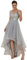 Ever-Pretty Damen Cocktailkleider Pailletten Asymmetrisch Bodenlang Ärmellos V-Ausschnitt Tüll Rückenfrei Elegant Silber 44EU