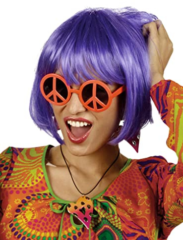 Maskworld Hippie Brille orange mit Peace-Zeichen - Verkleidung Kostüm-Accessoire für Karneval, Halloween & Motto-Party