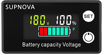LCD Akku Kapazität Voltmeter, MoreChioce DC8-100V Spannungsmessgerät für Batteriekapazität Batteriekapazitäts Batterieanzeige Spannungsmesser Ladeanzeige Monitor Voltmeter,Bunt