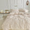 Freyamy Bettwäsche 135x200cm 4teilig Beige Pintuck Plisseefalten Luxus Bettwäsche Pinch Pleat Bettwäsche Microfaser Weiche Bettbezug 2 Bettdeckenbezüge mit Reißverschluss und 2 Kissenbezug 80x80cm