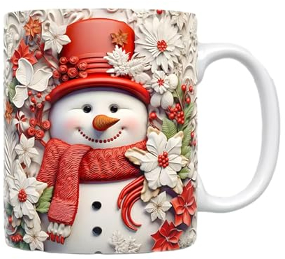 Eteslot Tasse de noël en céramique, Tasse de père noël, Tasse à café Bonhomme de Neige, Mug Noel - Tasse Noel - Verre De Noel - Tasses À Café Peintes, Décoration De Noël