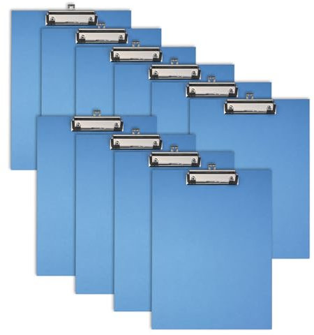 Original Falken 10er Pack Umwelt-Klemmbrett Öko. Made in Germany. Mit stabilem Pappkern und farbigem Papierbezug außen für DIN A4 blau Blauer Engel ideal für Inventur und Lagerwirtschaft