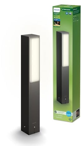 Philips Outdoor Ultra-Efficient Stratosphere Sockelleuchte 3.8W, 2700K warmweißes Licht, IP44 wetterfest, anthrazit