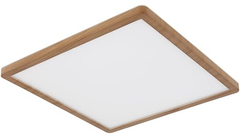 Globo Deckenpanel Deckenlampe Deckenleuchte LED Panel Badezimmerlampe Badleuchte, IP44 Backlight Memoryfunktion 3 Stufen, Holzoptik opal, 24W 2300Lm warmweiß, LxBxH 42x42x2,5cm