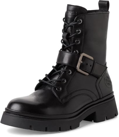 s.Oliver Damen Winterstiefeletten zum Schnüren aus Leder Gefüttert, Schwarz (Black), 37 EU