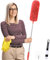 Staubwedel Teleskop Waschbar，Staubwischer lang ausziehbar bis 75-240cm，staubwedel mit teleskopstange und Biegbar，Spinnwebenbesen für hohe Decken Deckenventilator spinnenweben Eckbesen,Rot
