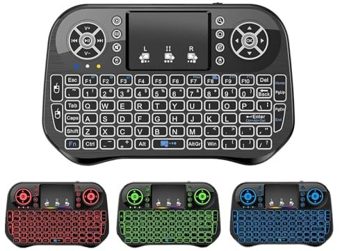 BIFANS Mini Bluetooth & 2.4G Keyboard for Android TV Box/PC/FireStick/Laptop with Touchpad, Backlit, BT & 2.4G USB Dongle