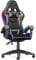 bigzzia Gaming Stuhl mit LED - Gaming Sessel Ergonomischer PC Stuhl mit Kopfstütze, Gaming Chair RGB Licht Beleuchtung Computerstuhl, Gamer Stuhl für Jugendliche und Erwachsene, Schwarz-Grau