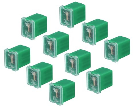 QUARKZMAN 10 Stück Blocksicherung Mini Auto Sicherungen, 48V 40A Low Jcase Flachsicherungen mit Kunststoffbox für PKW Wohnmobil LKW, Grün