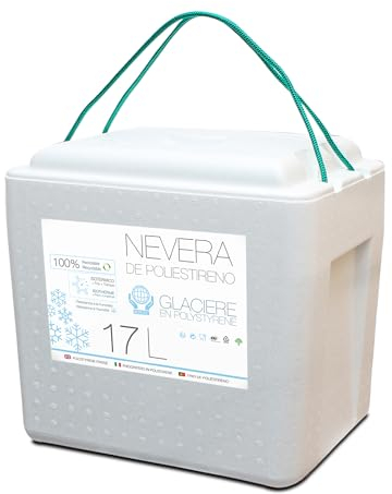 GREATOYAR Caja Térmica de Espuma, Nevera de Poliestireno para Alimentos y Bebidas, Enfriador y Calentador, Reutilizable, 100% Reciclable, 17 litros