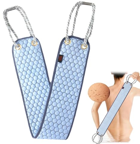 FUIPVGI Brosse Dos Douche, Gratte dos Douche pour La Douche avec Manche, Sangle Lave Dos pour Un Nettoyage en Profondeur de Votre Corps, Gant de Toilette Exfoliant pour le Dos Femmes Hommes (Bleu)
