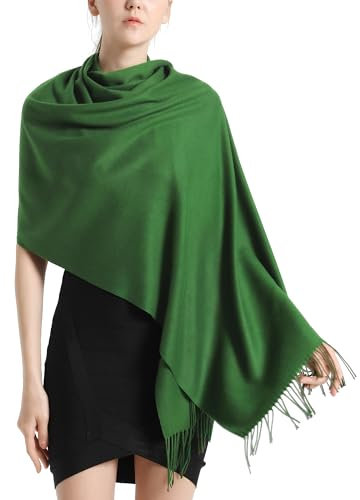 vimate Emerald Green Travel Pashmina Scarf, Soft Plain Color Dark Green Pashmina Shawl Wrap for Womans/Ladies(Emerald Green)