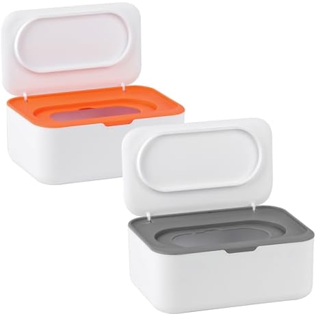 Lot de 2 boîtes à lingettes humides pour bébé, boîte de papier toilette humide, boîte à lingettes humides, distributeur de lingettes en plastique, boîte à serviettes pour boîte de rangement humide,