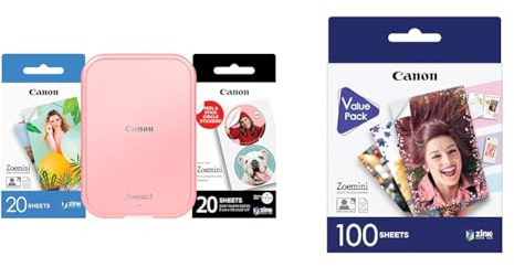 Canon Zoemini 2 Mini Fotodrucker mobil tragbar unterwegs Hosentasche Printing KIT & ZP-2030 Original Zink Photo Paper 100 Sheets for Zoemini Instant Camera/Photo Printer