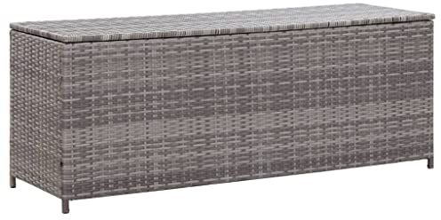 PIXZSSI Gartenbox PE-Rattan Grau 150x50x60 cm Wetterbeständigem Modernes Design Terrasse Auflagenbox zur Aufbewahrung Kissen Auflagen Decken Multifunktionale Sitzbank