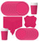 POPOYU Vajilla de fiesta de cumpleaños infantil, color rosa roja, 69 unidades, vajilla de papel para fiesta de cumpleaños, juego de platos de papel, servilletas, para Navidad, cumpleaños, bodas,