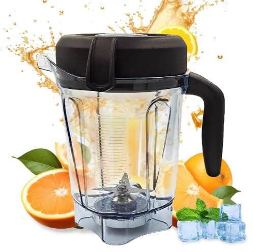 For Vitamix Blender Pitcher 64 oz Low-Profile Container, Compatible with Vitamix 5200 Blender, 750, 5000, 6300, 7500, vm0102, vm0103, vm0197, E310, Classic/Explorian/Commercial Series Blender Pitcher