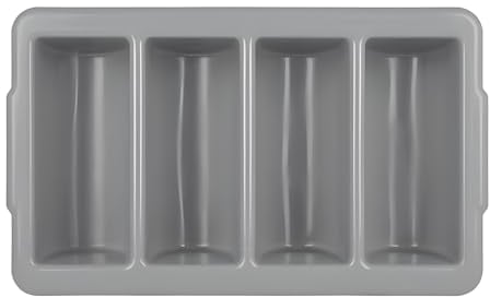 Chabrias Ltd Durable 4 Compartment GN 1/1 Cutlery Tray - Restaurant Grade, Easy-to-Clean Organizer,Efficient Kitchen Storage in Restaurants, Schools, and Commercial Use (Grey)