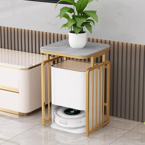 Petite Table d Appoint Exterieur Jardin, Mini Aspirateur Robot Laveur Petite Armoire de Rangement Chambre, Support d'imprimante Support pour Aquarium Table de Nuit(Gold,50 * 40 * 65cm)