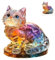 2 Pack Katzen Deko Acryl Farbe Katzenfigur 2D Dekoration Desktop Stehdekoration Lucky Cat Tischdekoration Statue Heimdekoration Ornamente für Küchen Wohnzimmer Schlafzimmer Valentine's Day Deko