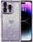 ROSEHUI for iPhone 14 Pro Case Glitter,Rectangle Clear Sparkly Phone Case with Bling Rhinestone Cute Heart Pattern Glitter Paper,Camera Protective TPU Shockproof Cover for Women Girls-Purple
