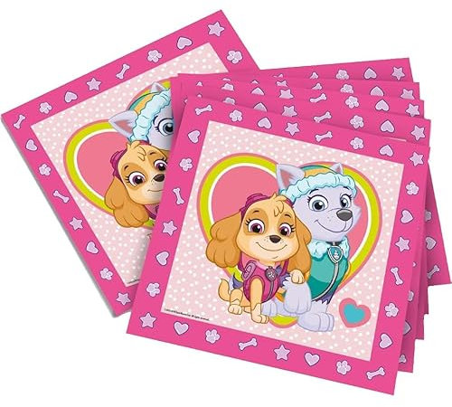 20 Servietten * SKYE - PAW PATROL * zum Kindergeburtstag und Hundepolzei Mottoparty | Größe: 33x33cm, aus Papier | Hunde Polizei Napkins Papierservietten Kinder Geburtstag Deko