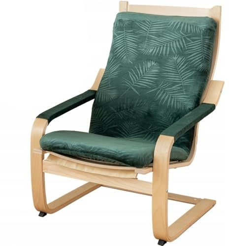 Schwingsessel Bezug Grün mit Palmenblättern - Schwingstuhl Husse - Überzug für Relaxsessel - Abdeckung für Ruhesessel - Schutzhülle für Relaxstuhl – Oeko-Tex 100 – Elastisch Schmutzabweisend