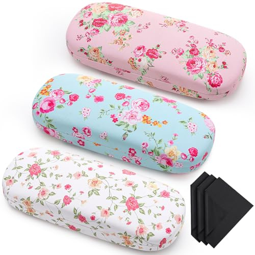 ViEinkaufen 3 PCS PU Leather Glasses Case with Cleaning Cloth for Women Men | PU Leather Glasses Case with 3 Cleaning Cloth Eyeglass Case Spectacle Cases