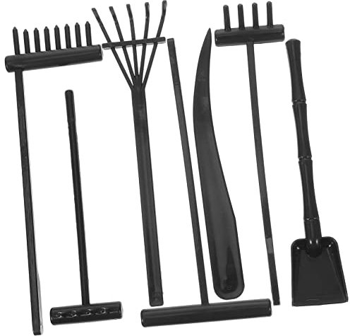 ibasenice 1 Satz Sandrechen-Set klein Zen-Gartensand Zen-Sandgarten Mini-Rechen für Zen-Garten Zen-Gartengeräte Zen-Gartenrechen-Werkzeug Sandkasten Rechen Plastik Black