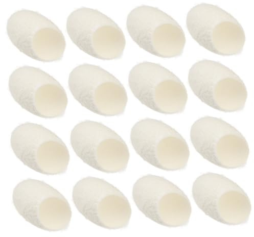 100 Seidenkokons aus Seide für Gesichtsreinigung gegen Mitesser | Hautreinigung Gesicht, Körper Peeling Damen, Naturseidenkugel in Weiß, Seidenraupen für Pflege