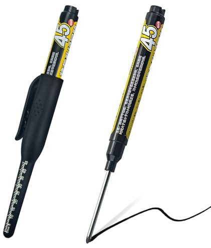 NORXUAZE 2pcs black Long Nib Deep Hole Marker Pen - 45mm Extra-Length Tip for Precise Marking, Refillable Construction Marker, Heavy-Duty Carpenter Pen for Woodworking & Plumbing