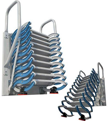 Telescopic Steel Loft Ladder with il - Adjustable 2m to 4m, Durable Aluminium Folding Stairs for Easy Access (1.8m Height, Pull Down Design)