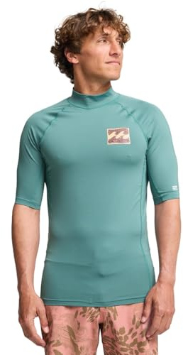 BILLABONG Men's Re Issue Short Sleeve Rash Vest Top UPF 50+ Sun Protection Black