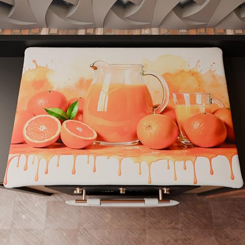 PETTI Artigiani Italiani - Accessori Tessili da Cucina, Copri Fornelli 46x70 cm in Microfibra, Coprifornello Elegante per Gas e Induzione, in Stampa Digitale Arance, 100% Made in Italy