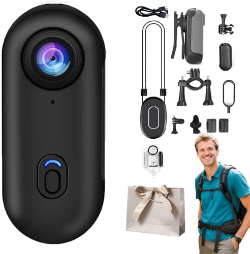 HItianya POV 4k Camera, Mini Thumb Action Camera, Wearable Small Body Cameras, Portable Hands-Free POV Camcorder Helmet Cameras for Vlogging, Cycling and Diving (Black,4k)