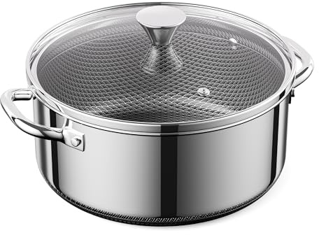 ZEROPAN Saucepan with Glass Lid Nonstick Hybrid 24cm/3.3 Litre, Large Saucepan, Stay-Cool Handle, Dishwasher, PFAS PFOA & PTFE Free, Oven-Safe Up to 260°C, Suitable for All Cooktops