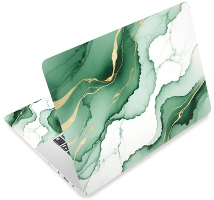 CRAFTYMELODY Laptop Skin Aufkleber PVC Vinyl Notebook PC Protector Wasserdicht Kratzfest Grüner Marmor
