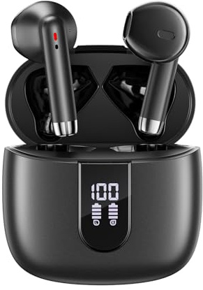 Wireless Earbuds For iPhone 17 / Air / 17 Pro Max True Wireless Headphone with 58H Playtime, Bluetooth 5.4, Immersive HiFi Stereo Sound, Lightweight Design, and LED Power Display. (BLACK)
