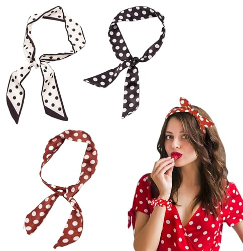 EUYKQNOI 3er Set Breite Haarbänder für Damen, Rockabilly Accessoires mit Polka Dots,Vintage Haarreif Rot & Schwarz, Rutschfester Rockabilly Haarschmuck，rockabilly kleider damen,50er jahre outfit damen