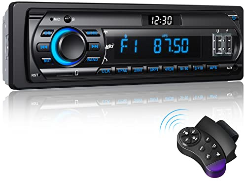 RDS Car Radio Bluetooth, Wistrue FM/AM Single DIN Car Stereo Bluetooth Radio with LCD Clock,7 Colors Lighting,Supports 2 USB/AUX/SD,MP3 Player,EQ Sound Modes