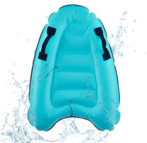 Aufblasbares Bodyboard, Leichtes Tragbares Schwimmenbrett mit Griffen | Aufblasbares Pool Float Surfbrett Bodyboard, Schwimmhilfen für Pool Beach Sommer Wassersport für Erwachsene 70 x 60cm Seeblau
