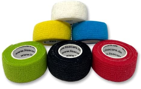LisaCare Fingerpflaster selbsthaftend - 6 Pflaster Rollen ohne Kleber & elastisch - Medical Tape Wundverband, Fixierverband, Pflaster - 2,5cm x 4,5m - 6 Stück