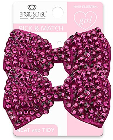 Rhinestone Hair Clips for Girls, Glitter Hair Bow Clip, Hair Accessories, A pack of 2pcs, Fuchsia