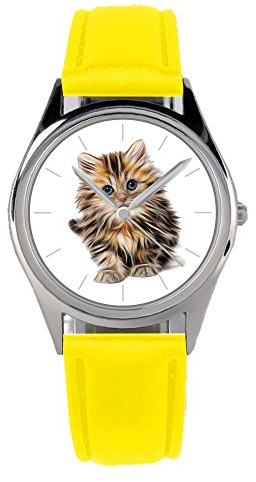 KIESENBERG Armbanduhr Katzen Liebhaber Freunde Geschenk Artikel Idee Fan Damen Herren Unisex Analog Quartz Lederarmband Uhr 36mm Durchmesser B-20011
