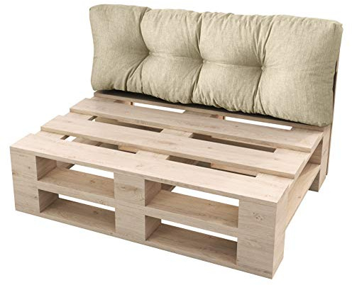 sunnypillow Palettenkissen für Gartenmöbel - Rückenkissen 120 x 60 cm - Rückenpolster für Bett und Sofa - Palettenpolster für Palettenmöbel - Gesteppte Gartenkissen - Rückenlehne, Kissen Cremefarben